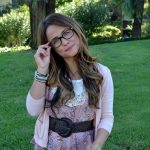 black framed glasses