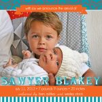 Baby announcement turquoise and orange