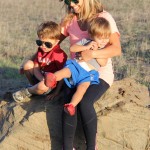 mom and boys hike