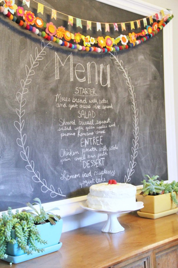 dinner party menu chalkboard