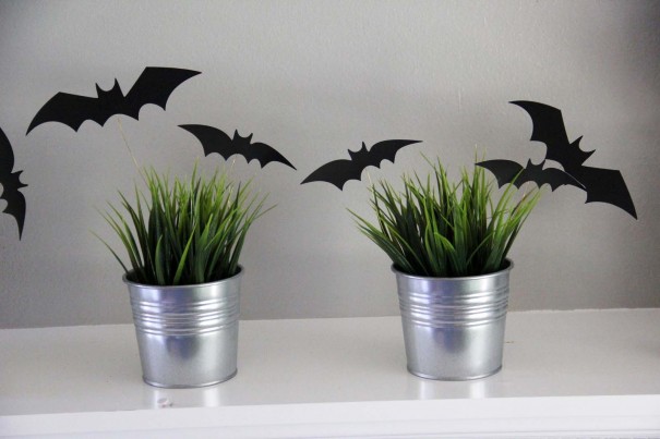 halloween bats in grass
