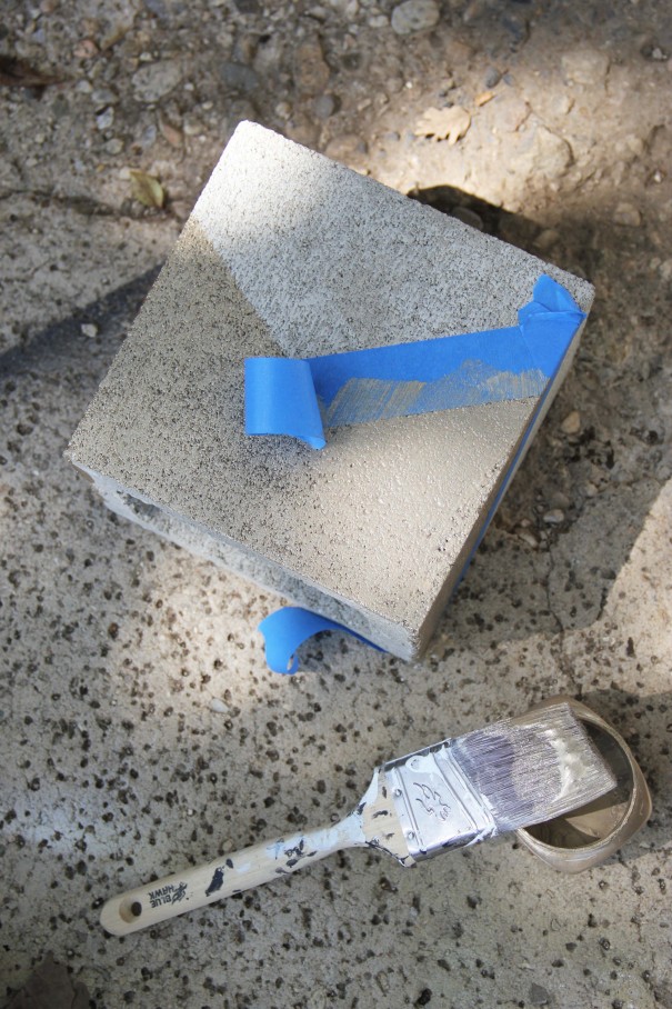 cinder block taped for paint