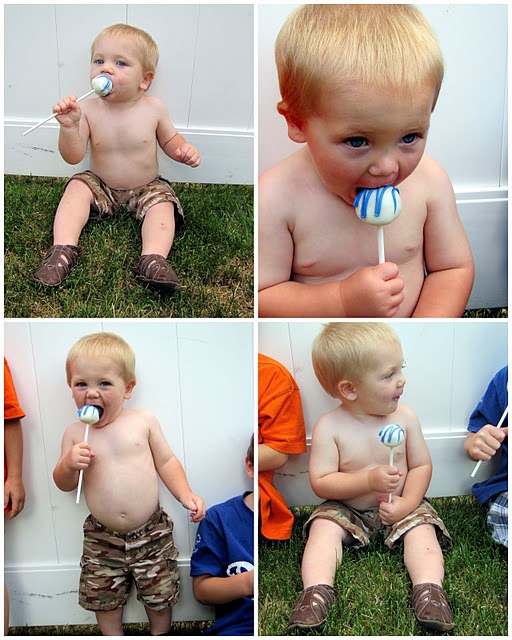 baby with cake pops