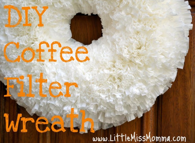 How to Make a Coffee Filter Wreath craft Little Miss Momma