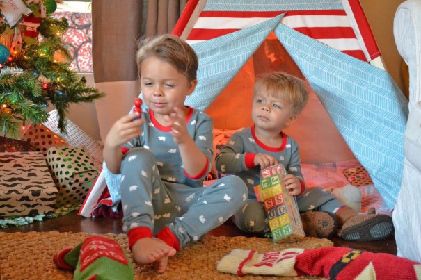 boys opening presents