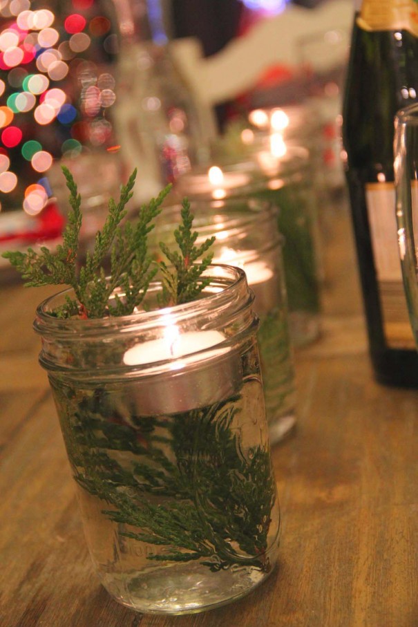 candle in mason jar