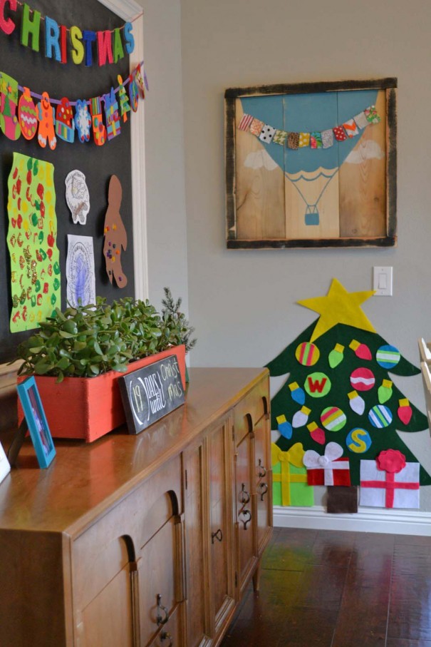 felt tree and chalkboard