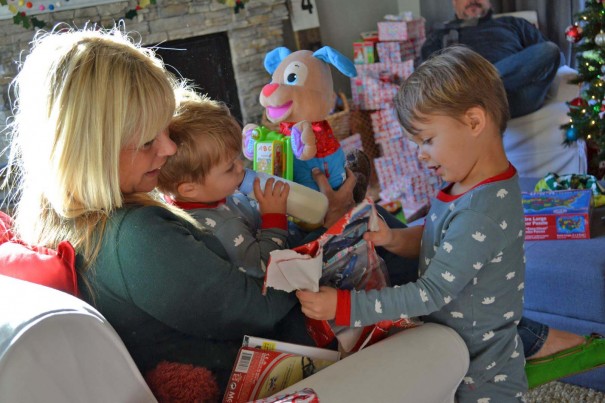 opening presents with grandma