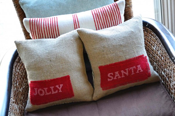 santa burlap pillow