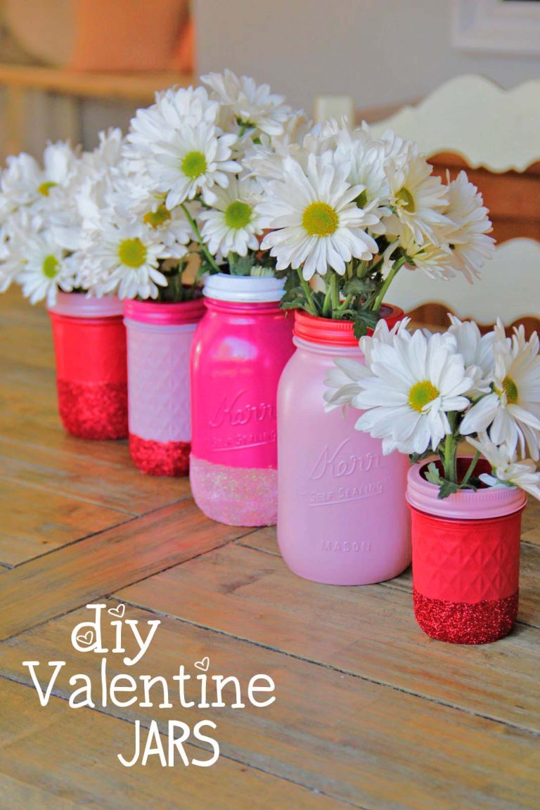 DIY Glitter Mason Jar Vases craft Little Miss Momma