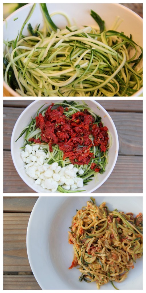 Zucchini Spaghetti with Goat Cheese and Sun Dried Tomatoes Main Dish