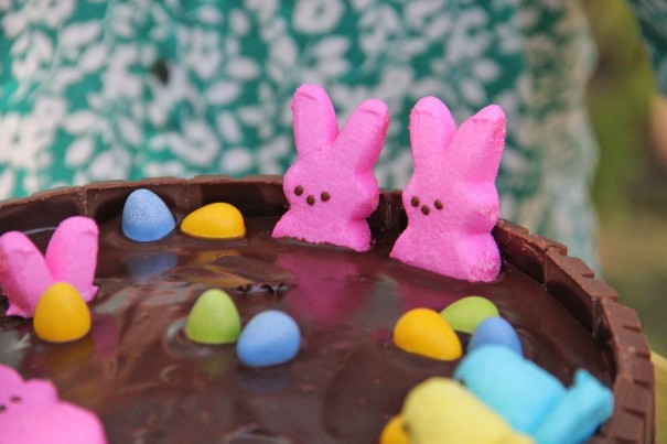 peeps hot tub cake chocolate