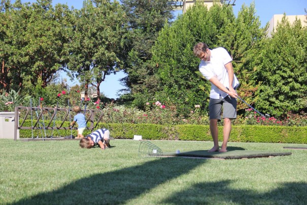 helping daddy with his swing