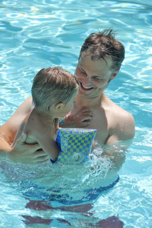 sawyer and daddy pool