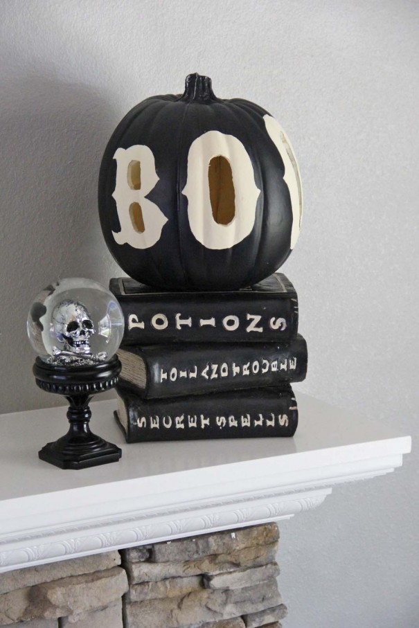 black and white halloween decor