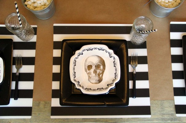 halloween skeleton plates