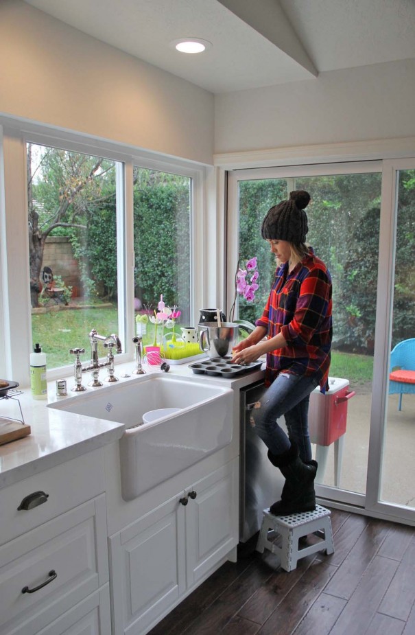 baking on a stool