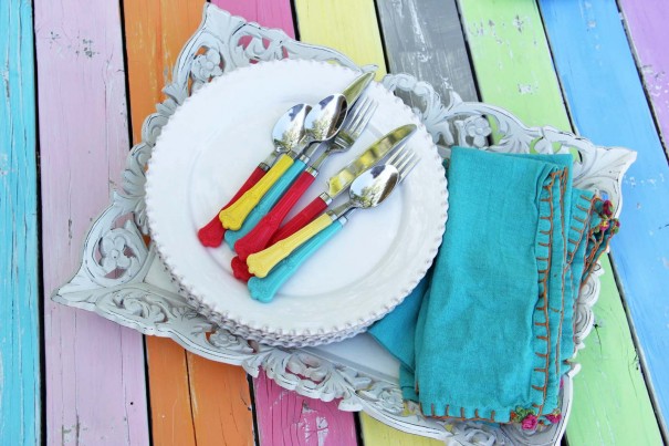 colorful picnic table