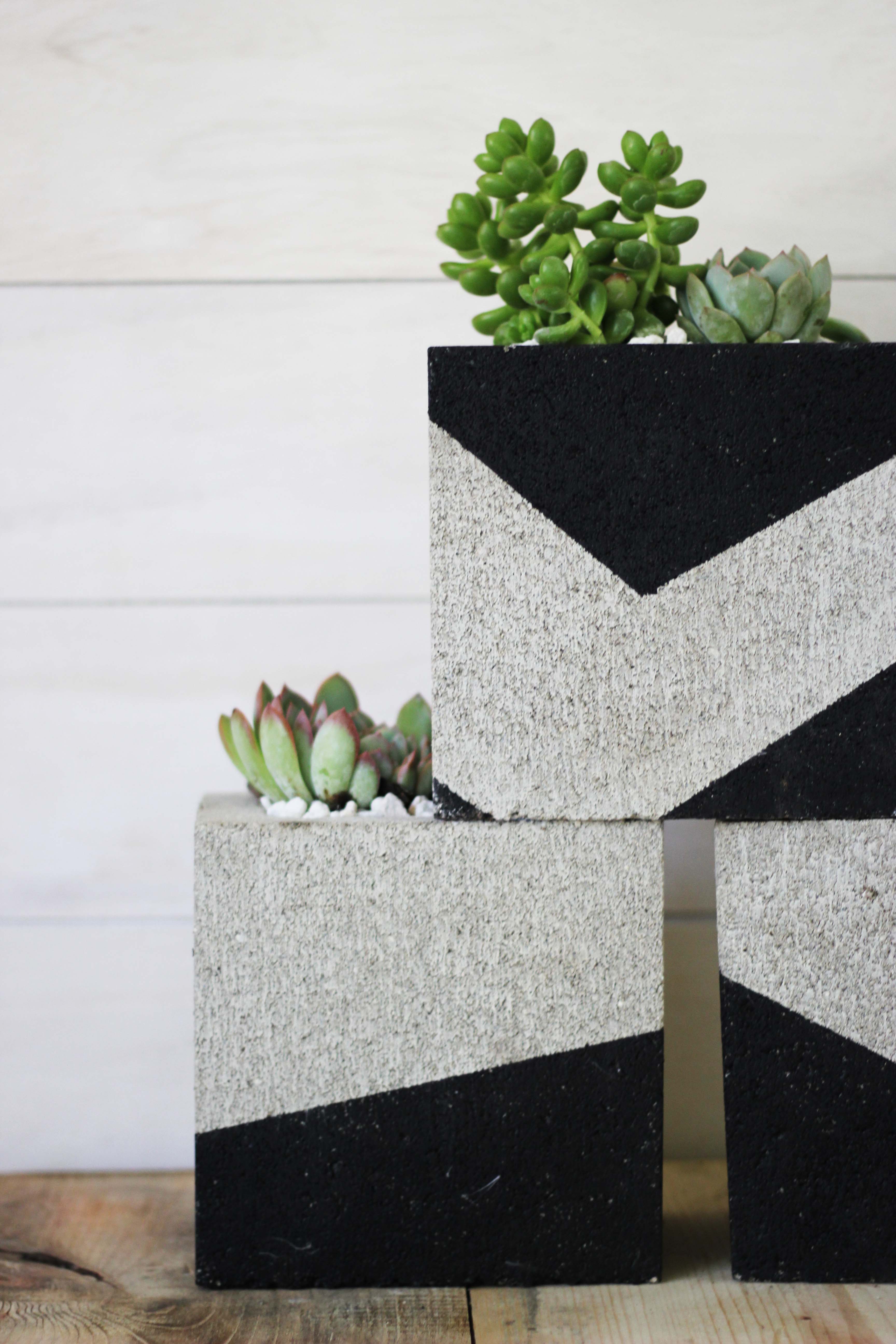 DIY Painted Cinder Block Planters