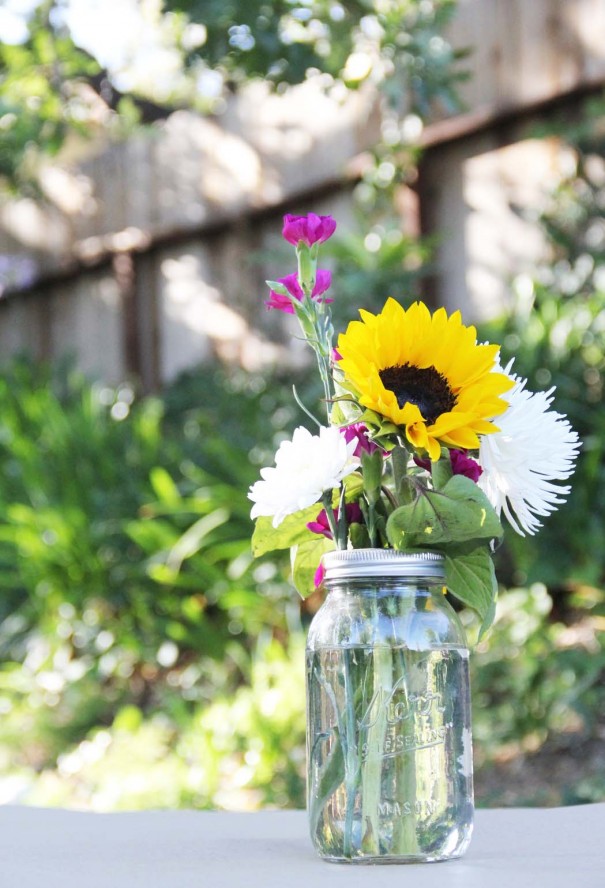 mason jar spring flowers