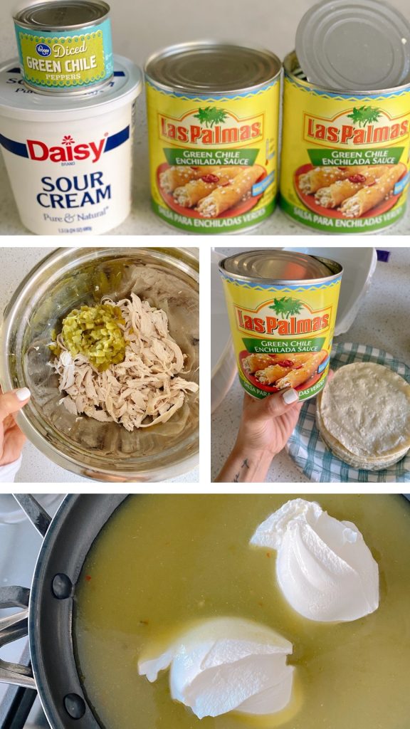 Ingredients for Green Sour Cream Enchiladas